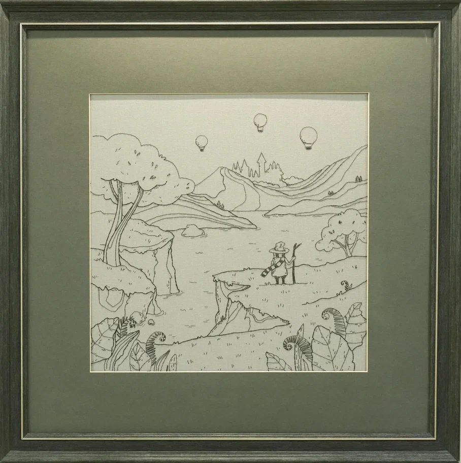 Путешественник. Нитяная графика. Журавкова А.